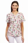 Bluza medyczna Papilio Premium - kolorowe pieski na białym 3XL