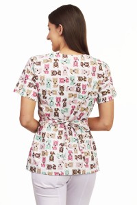 Bluza medyczna Papilio Premium - kolorowe pieski na białym 3XL