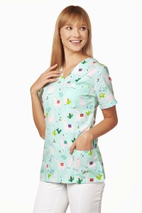 Bluza medyczna Papilio - alpaki na mięcie