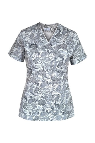 Bluza medyczna Flores - paisley szary