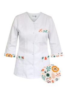 Żakiet medyczny Paradis rękaw 3/4 z kolorowymi dodatkami - łączka