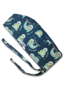 Czepek medyczny Premium z troczkami - wyluzowane leniwce