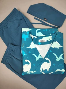 Bluza medyczna męska Premium - dinozaury