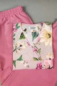 Bluza medyczna Flores - romantyczny ogród