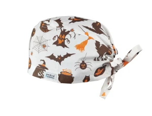 Czepek medyczny z troczkami - Halloween
