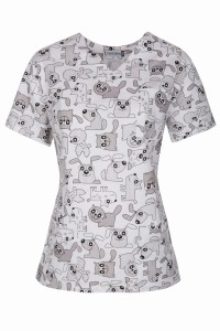 Bluza medyczna Papilio pieski i koty szare na białym tle 2XL