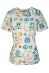 Bluza medyczna Papilio sówki w kołach niebiesko - miętowe na białym tle 3XL